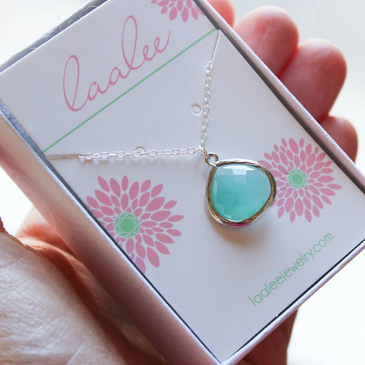 Laalee Jewelry - Wholesale Pendant/Charm Necklace - Large Gemstone Glass Necklaces Gemstone Glass Jewelry Silver