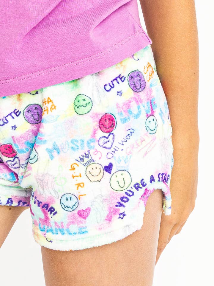 Multicolor Let's Dance Plush Lounge Shorts for wholesale on Faire