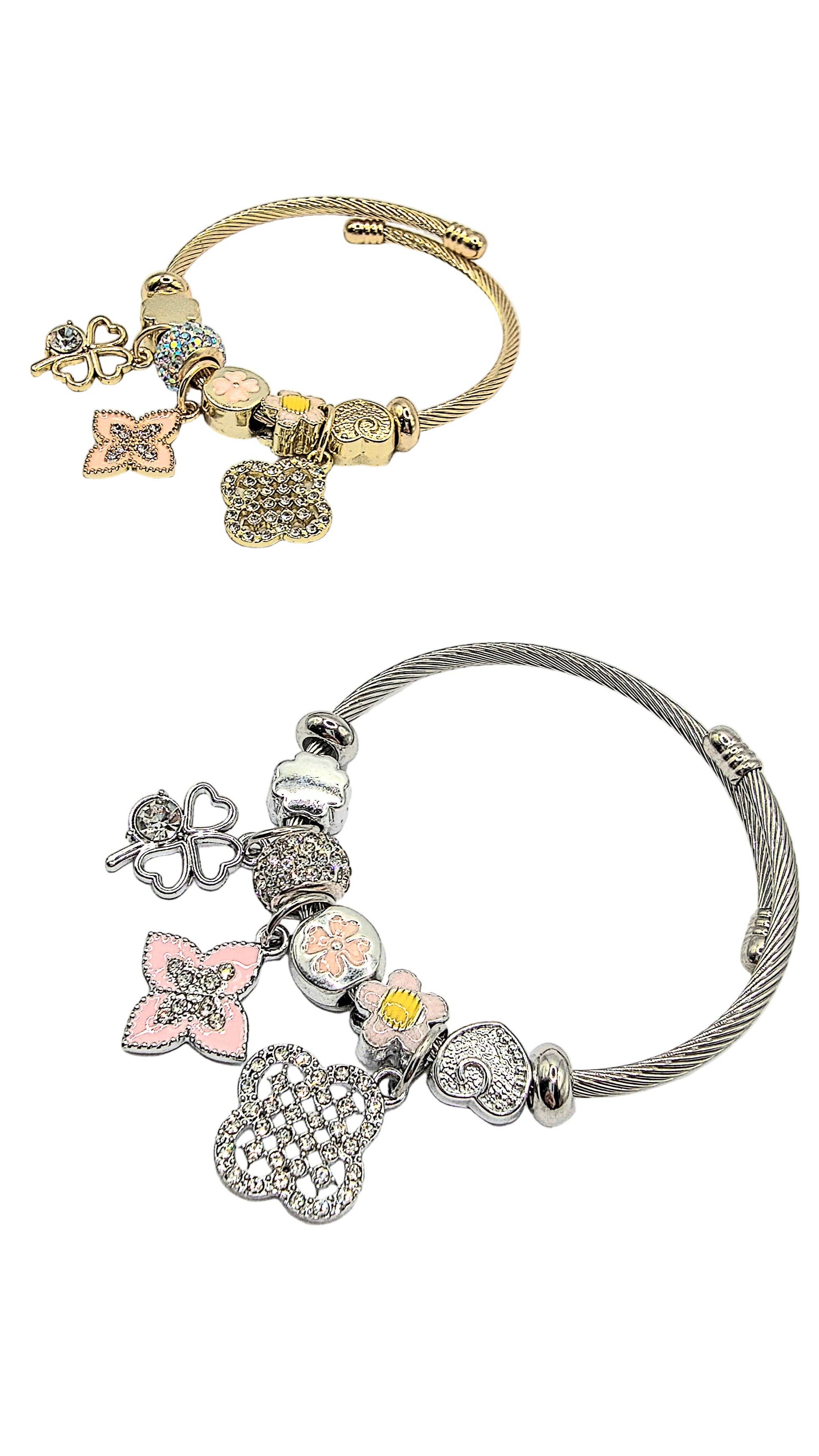 Arya Jewellery Wholesale - Wholesale Charm/Dangle Bracelet - Clover Crystal Charm Beaded Bracelet2