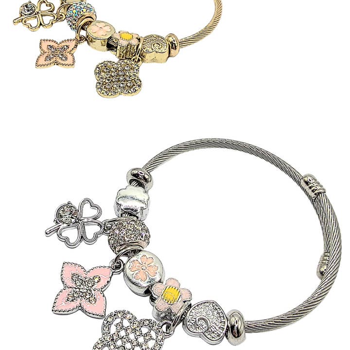 Arya Jewellery Wholesale - Wholesale Charm/Dangle Bracelet - Clover Crystal Charm Beaded Bracelet2