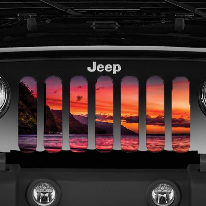 Sunset on Kauai Jeep Grille Insert for wholesale by Dirty Acres