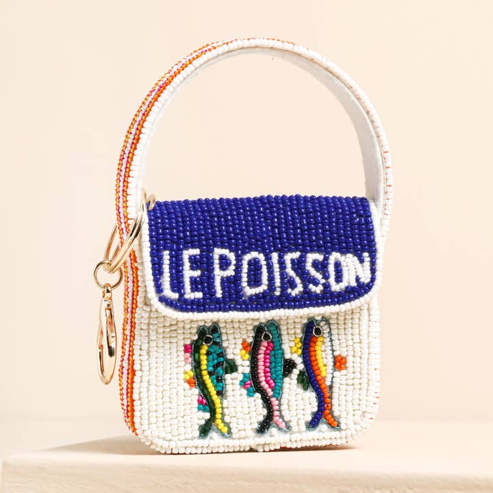 Beaded Le Poisson 3 fish mini bag for wholesale by Lisa Angel