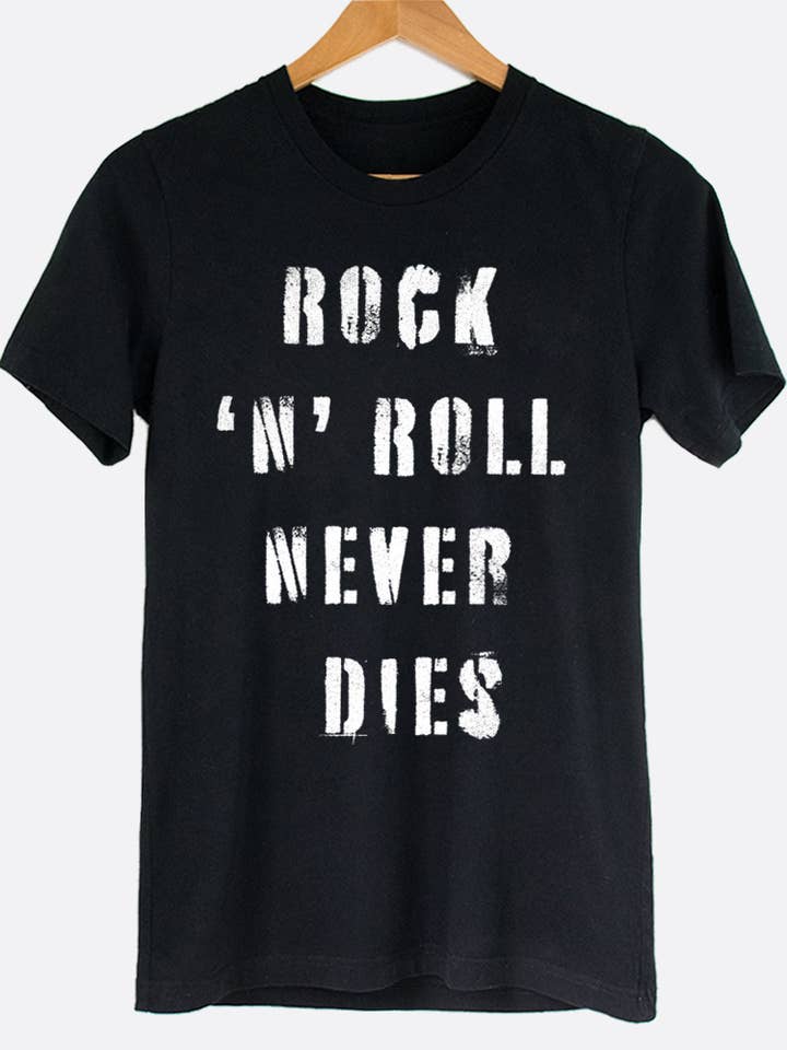Johnny Threads - Wholesale Screen Printed T-Shirt - Women's - Rock 'N' Roll Never Dies Graphic Tee Shirt2