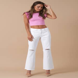 Women's Fashion Casual Attire White Denim Pants 9161/9160