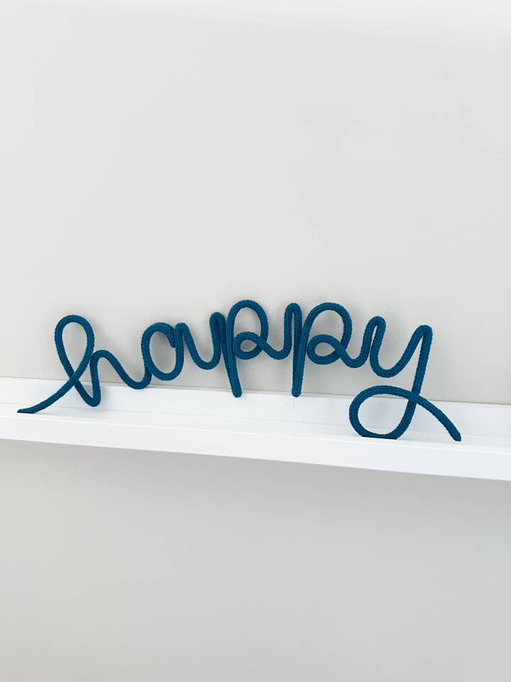 Knitted Wire Decor Sign “Happy” Handmade Kids Room Wall Word for wholesale by heykiddostudio
