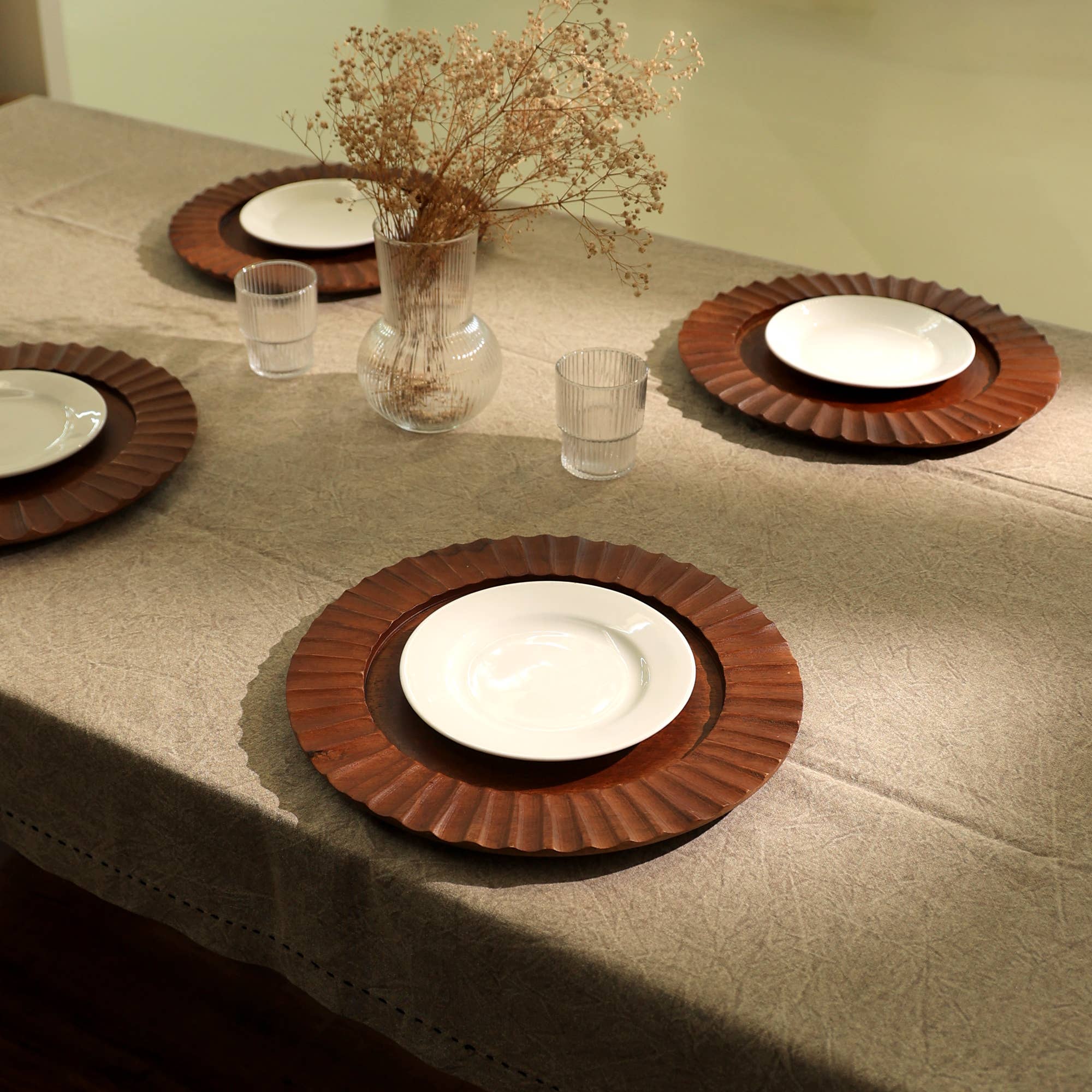 ExpoBazaar - Wholesale Dinner Plate - Wood Charger Plate | Handmade 13" Artisan Wooden Tableware4