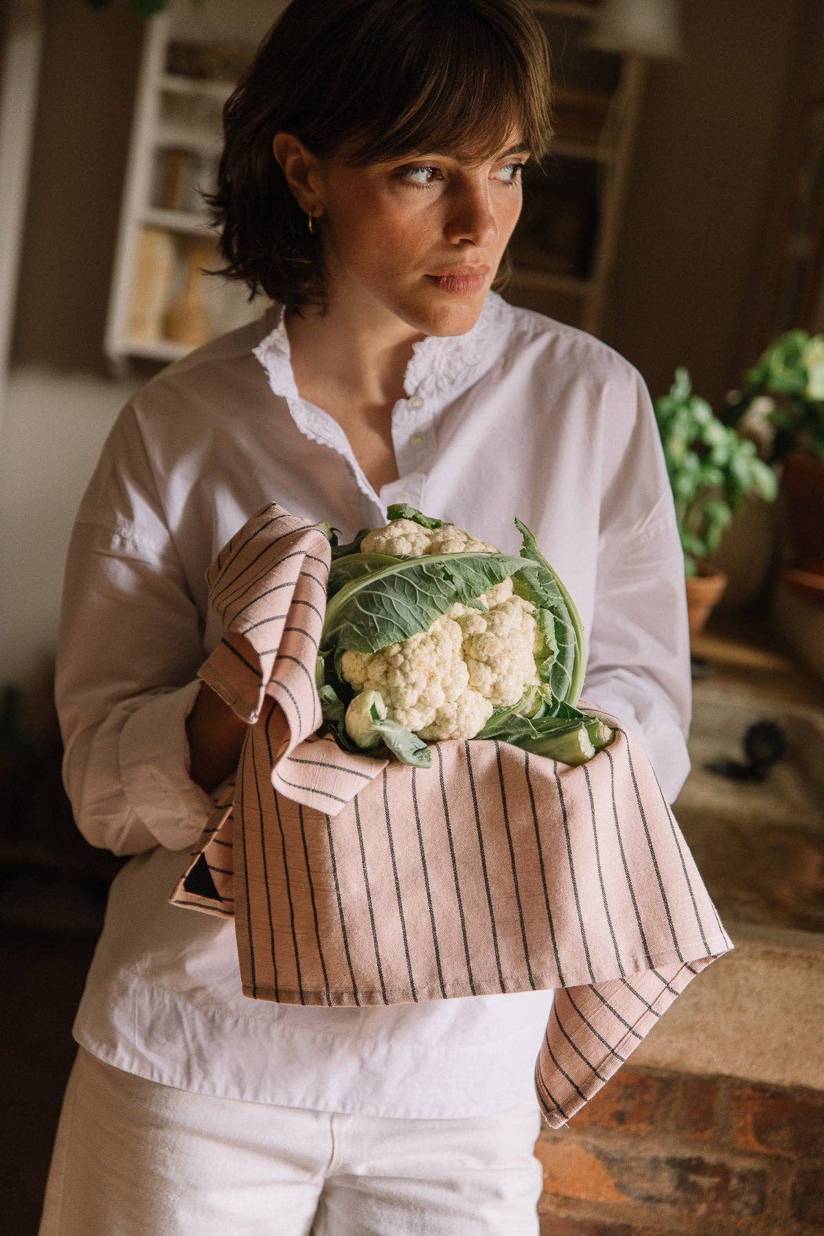 Les Pensionnaires - Wholesale Tea Towel - Delicate Pink Striped Tea Towel in Slub Cotton