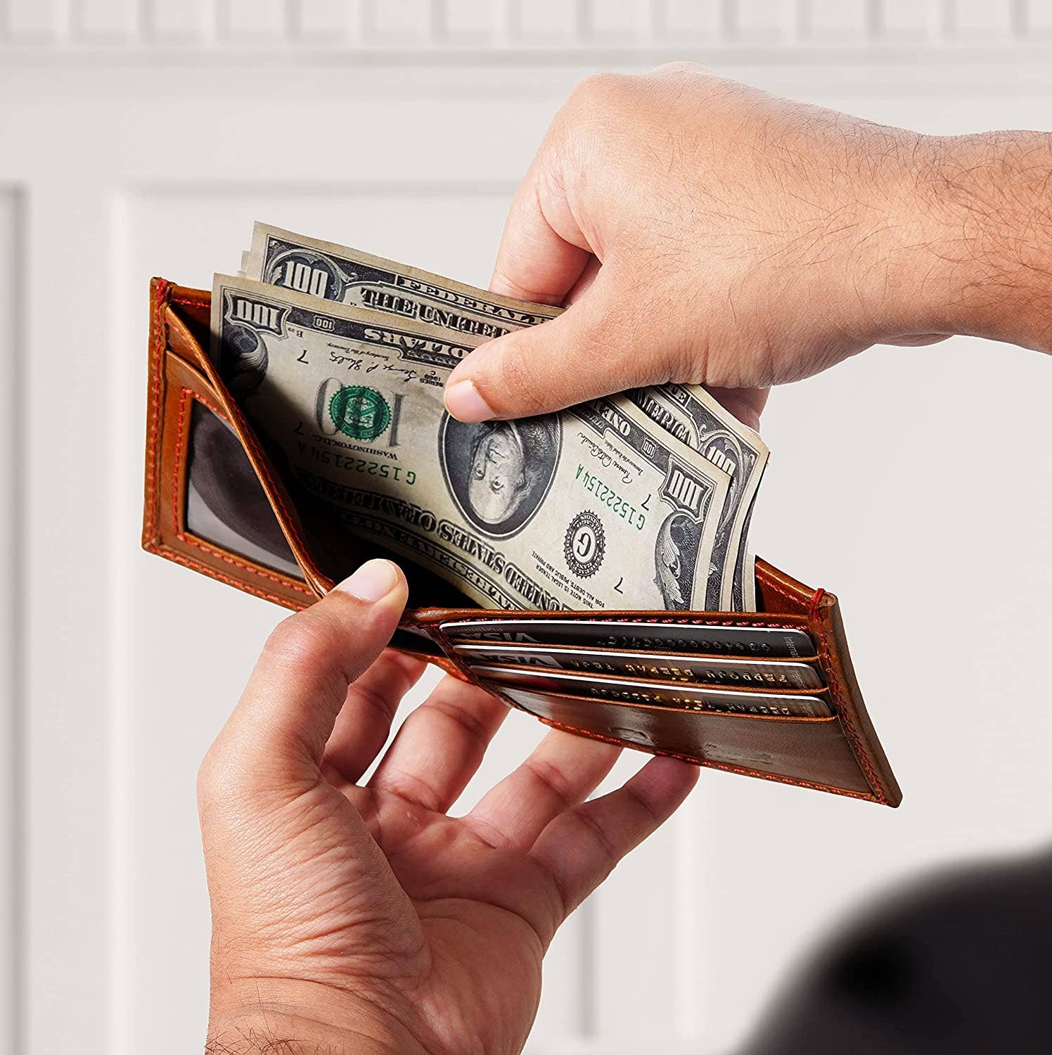 RAWHYD Leather Co. - Wholesale Wallet - Men's - RAWHYD - Baseball Stitch Bi-fold Leather Wallet - 3 4/8" x 4 5/8"4