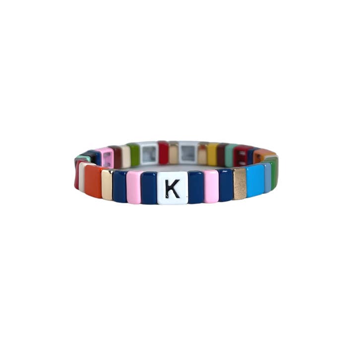 With Love Jewellery – wholesale Beaded bracelet – Personalised Boho Enamel Tile Bracelet | Choose Your Letter!14