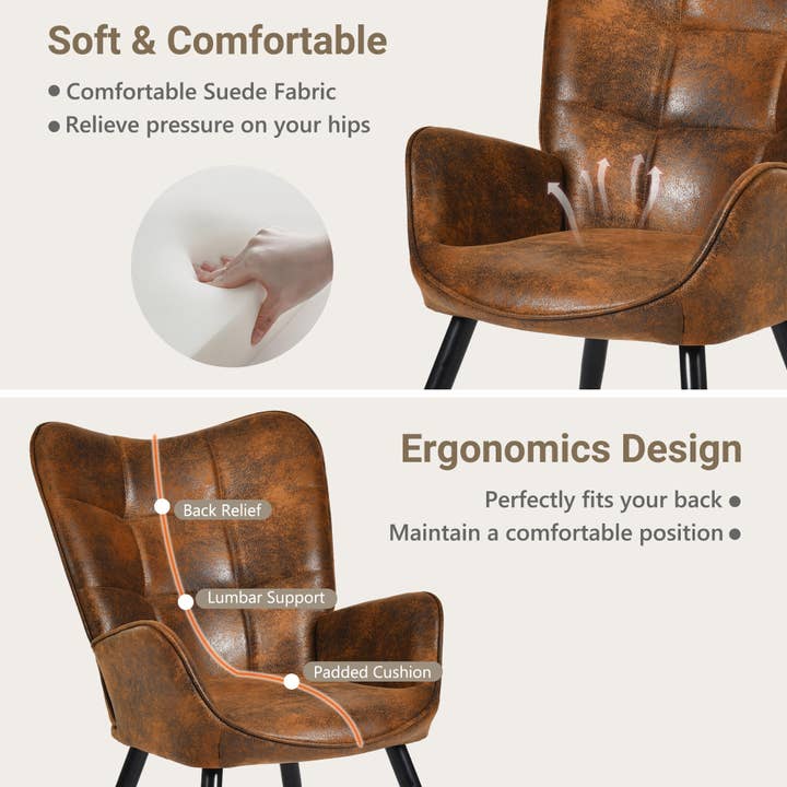 HOMYCASA DESIGN INC - Wholesale Chair - Modern Tufted Accent Chair with Suede Finish in Brown7