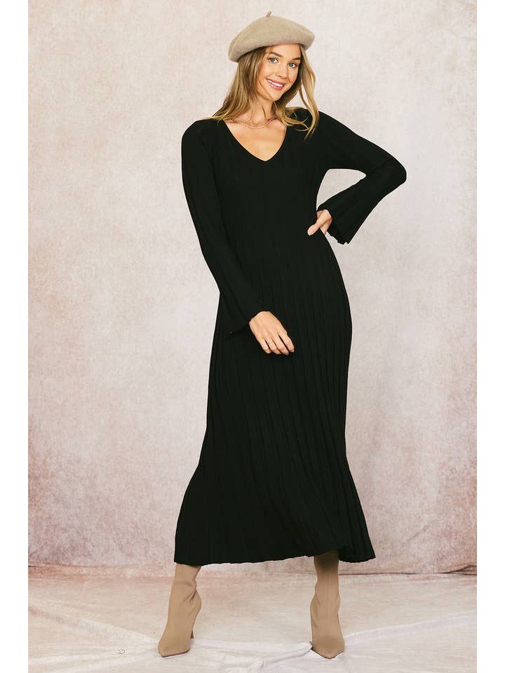 ILLA ILLA - Vente Robe – femme - Robe longue en tricot côtelé5