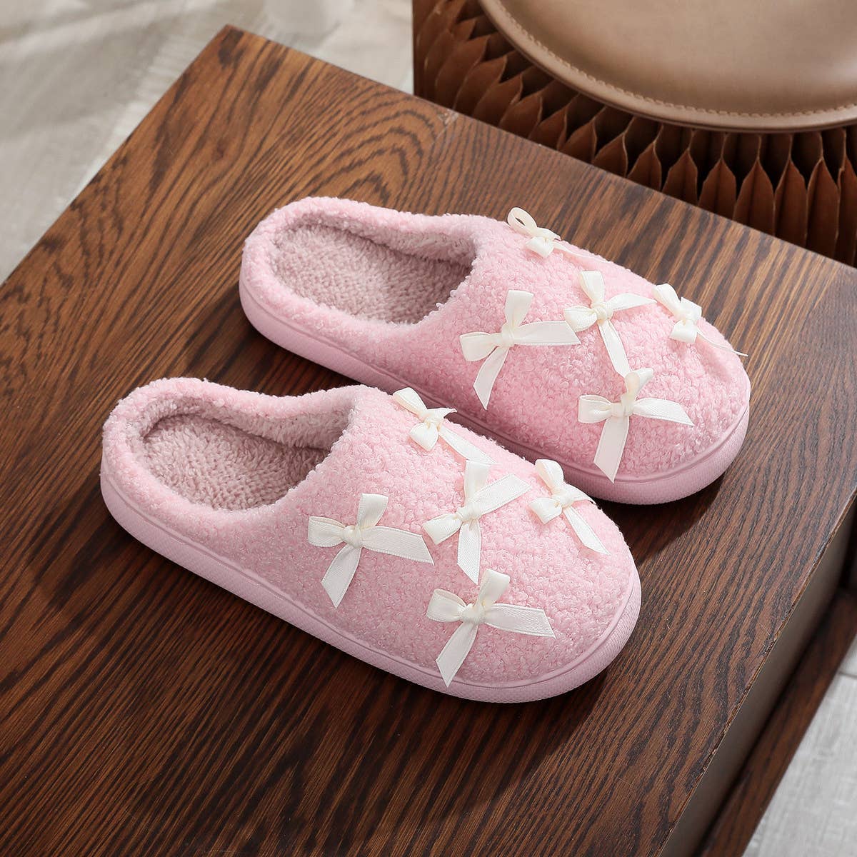 DOUBLJU - Wholesale Slippers - Women's - CUTE WARM HOME BOW COTTON SLIPPERS_CWSHS11533