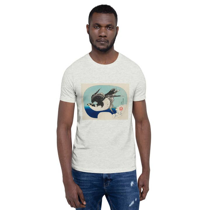 Ozuki Tshirt 'Hawk' by Katsushika Hokusai Short-Sleeve Unisex T-Shirt for wholesale by Ozuki Clothing