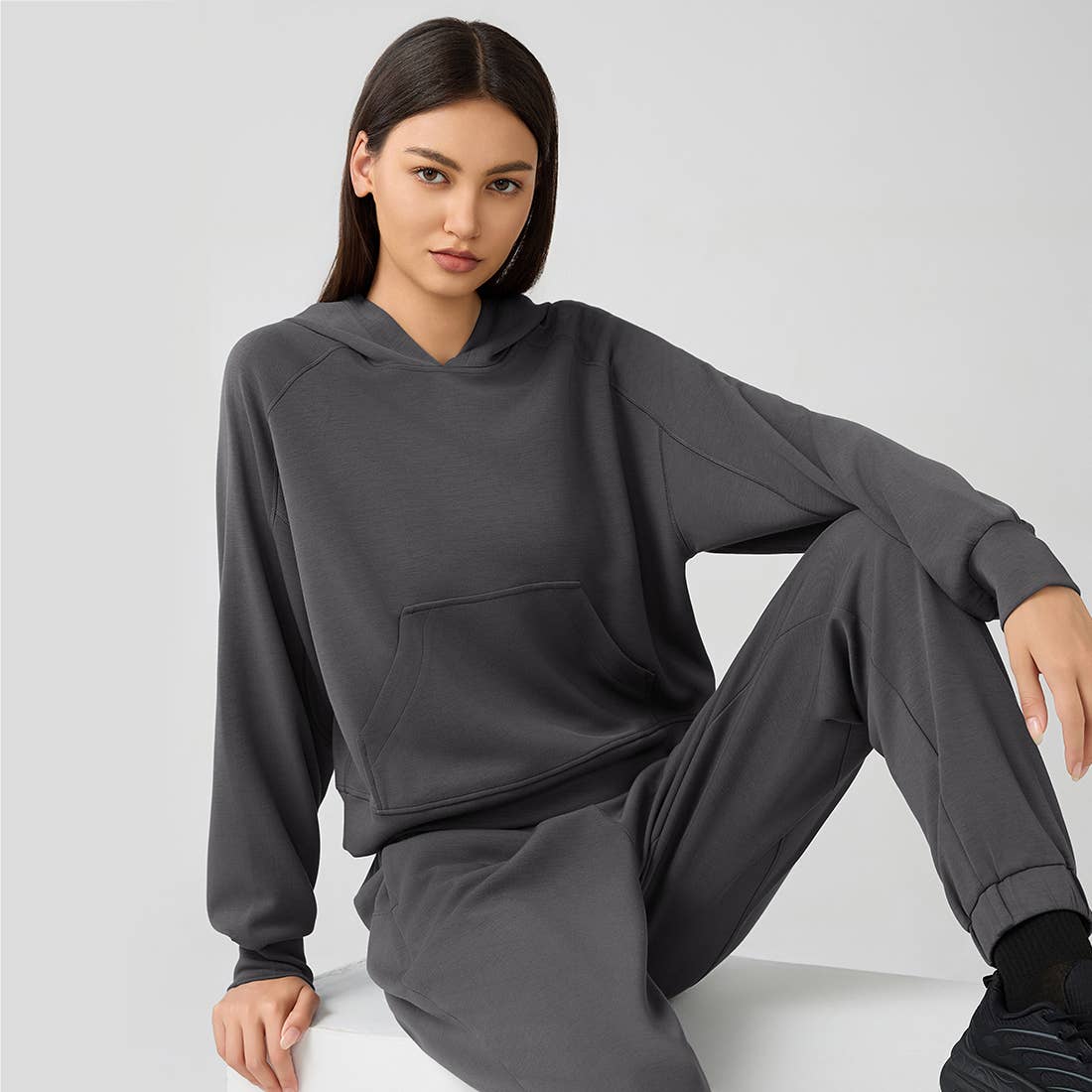 Sodalemon – wholesale Hoodie – Women's – Women Fitness Outdoor Loose With Pocket Casual Sport Hoodie5