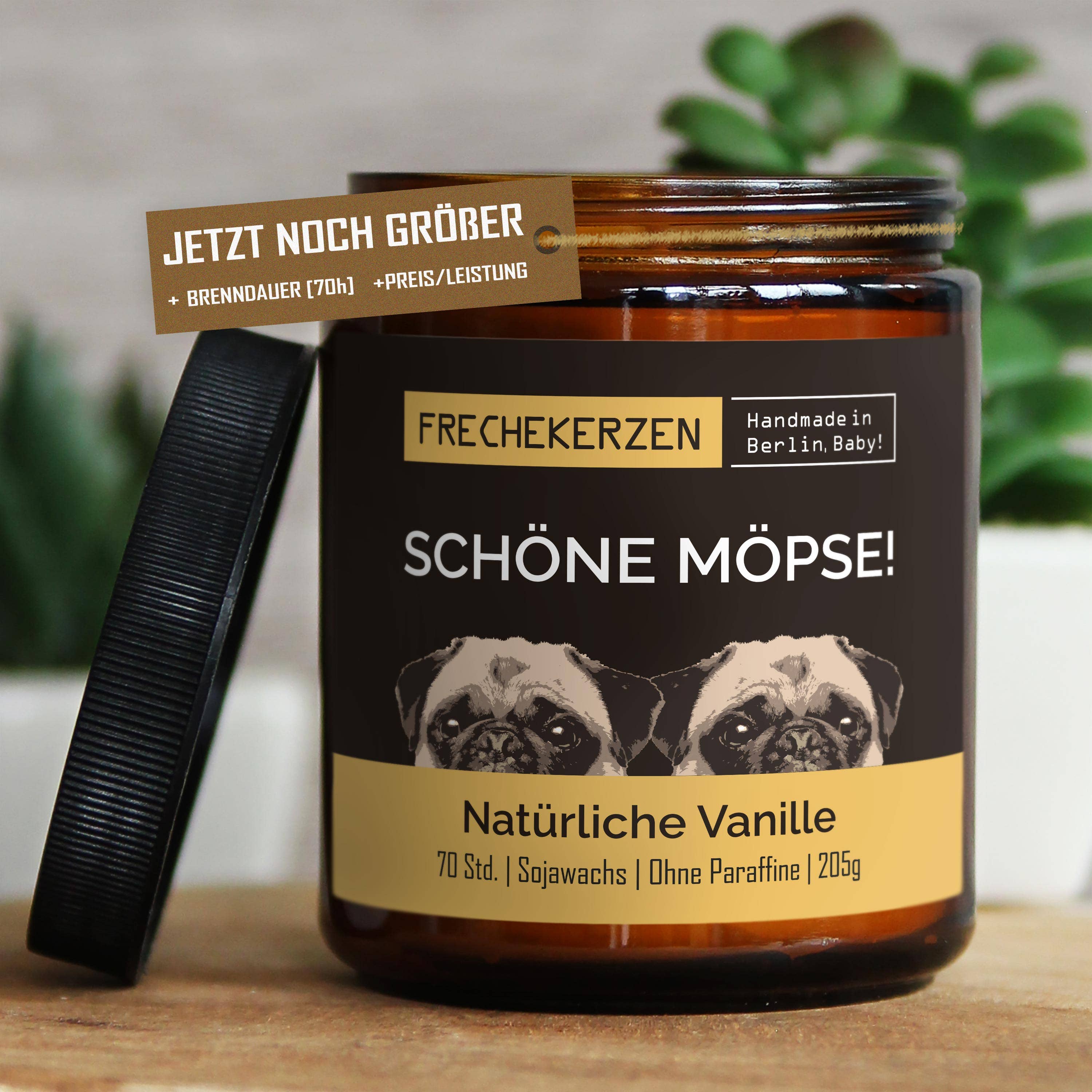 mysoy‎® Duftkerzen-Manufaktur – Großhandel Kerze im Glas / gefüllte Kerze – Duftkerze mit Spruch | schöne möpse!| Geschenk Soja0