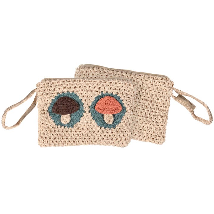 Primitives by Kathy - Wholesale Tote Bag - Unisex - Crochet Mushrooms Wristlet