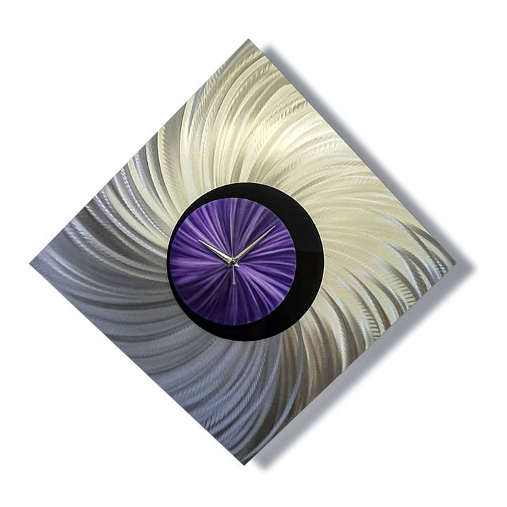REMOVED BRAND - Wholesale Wall Clock - Orthodox | Large Metal Wall Art | Purple Silver Modern Clock