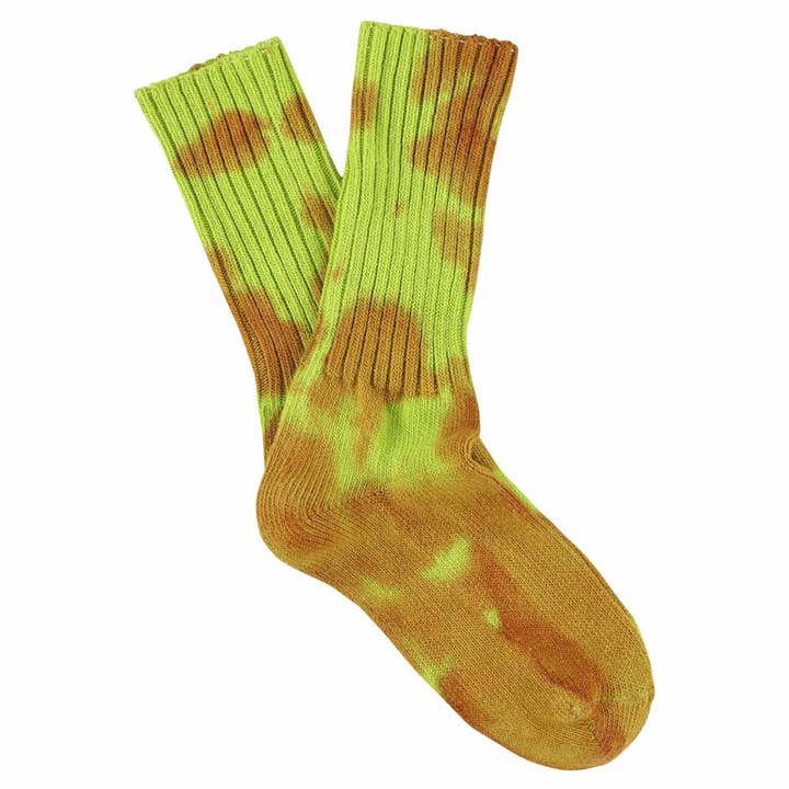 Women Tie Dye Socks - Rust / Lime for wholesale by ESCUYER