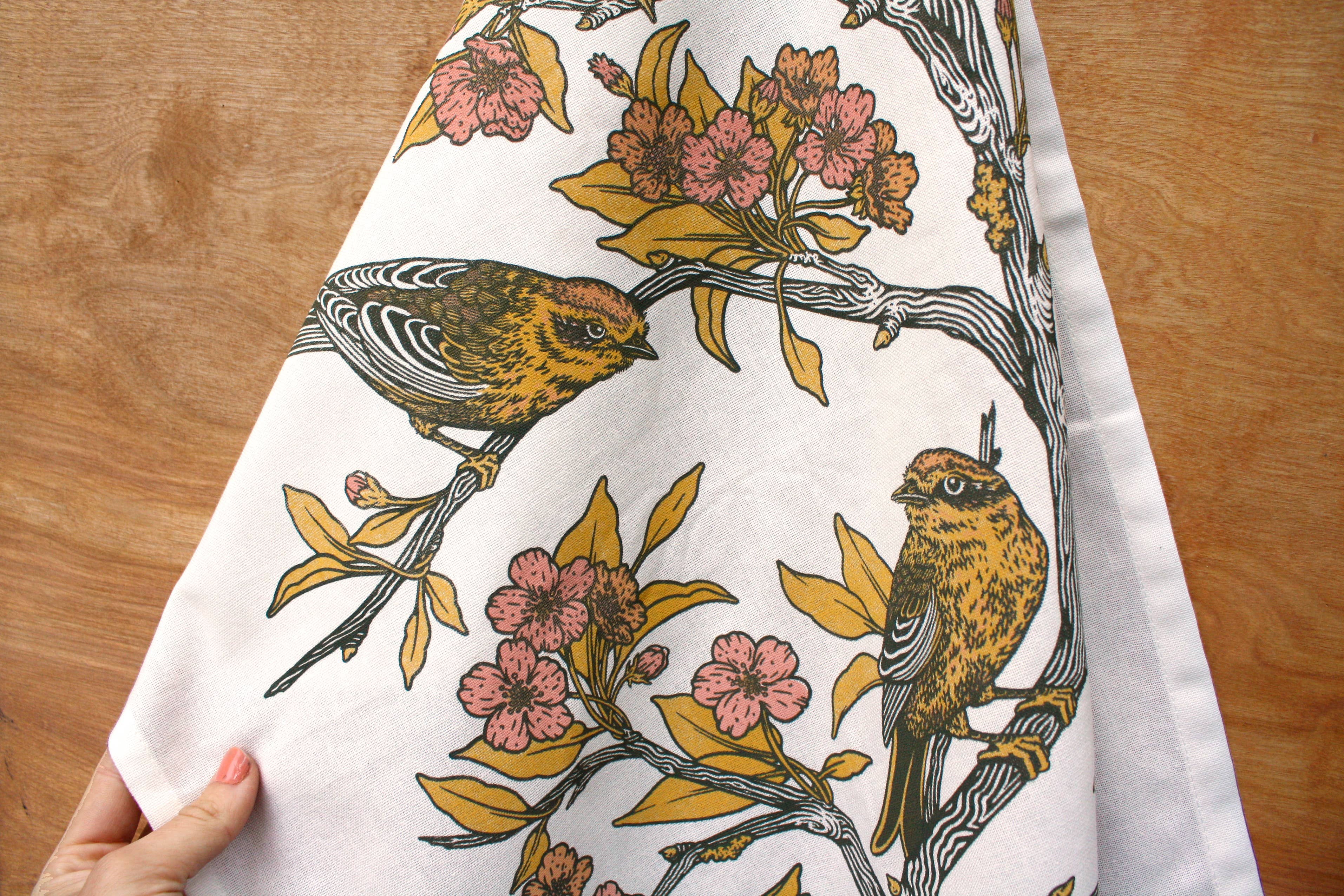 Mustard Beetle – wholesale Tea towel – Screenprinted Organic Cotton Tea Towel: Palm Warblers9