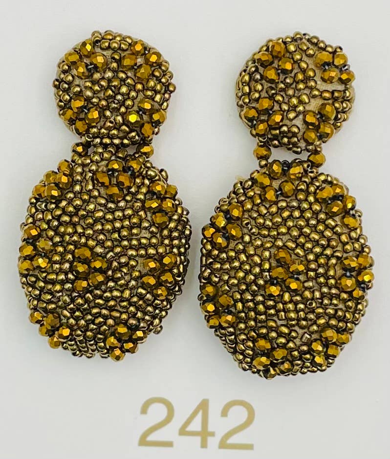 TWO FORTY TWO - Wholesale Dangle Earrings - CHIC - 3-D Beaded Wonder (bronze) ER411