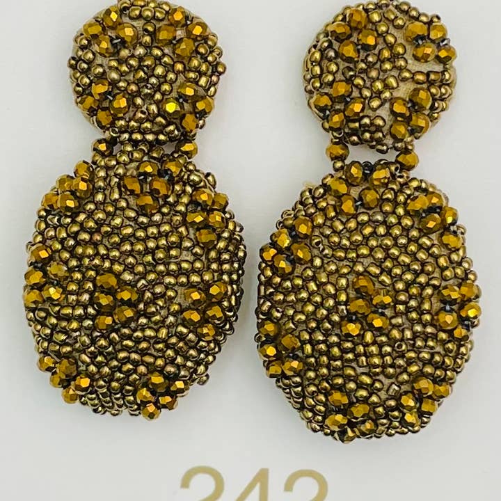 TWO FORTY TWO - Wholesale Dangle Earrings - CHIC - 3-D Beaded Wonder (bronze) ER4110