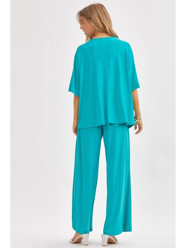 Dear Scarlett - Wholesale Top & Pant Set (NOT Loungewear) - Women's - Stylish Flowy Top + Wide Leg Set TRVSET-CABANA