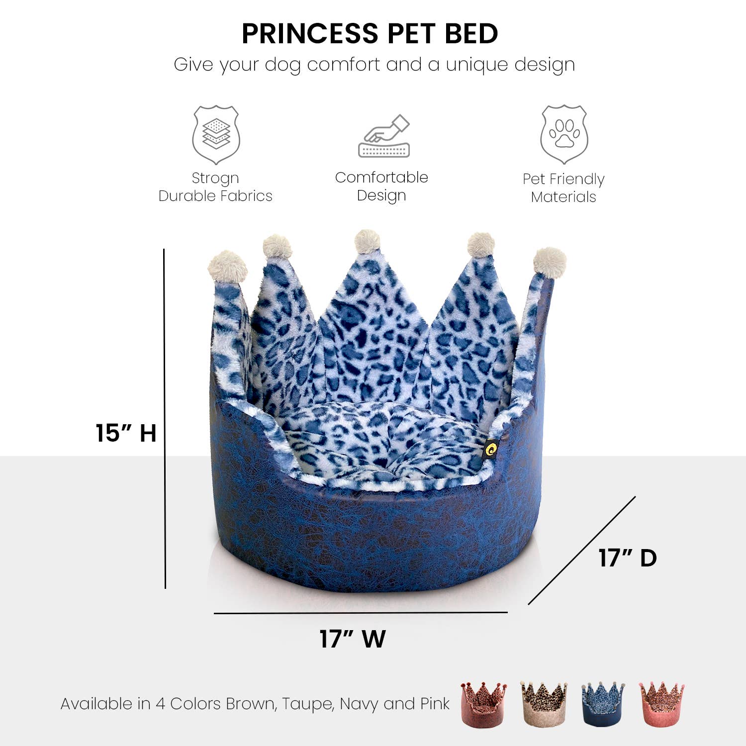 Precious Tails - Wholesale Pet Bed - Cat/Dog - Precious Tails Leopard Print Crown Pet Bed2