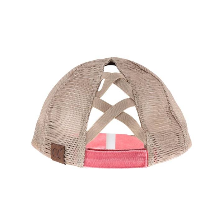 C.C Beanie - Wholesale Ponytail Cap - Women's - C.C Smiley Face Embroidered Criss Cross High Pony C.C Ball C