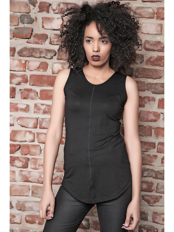 ADEPTT - Wholesale Tank Top - Women's - Classic Black Tank Top In Sublime Cotton Jersey: /Suggi/
