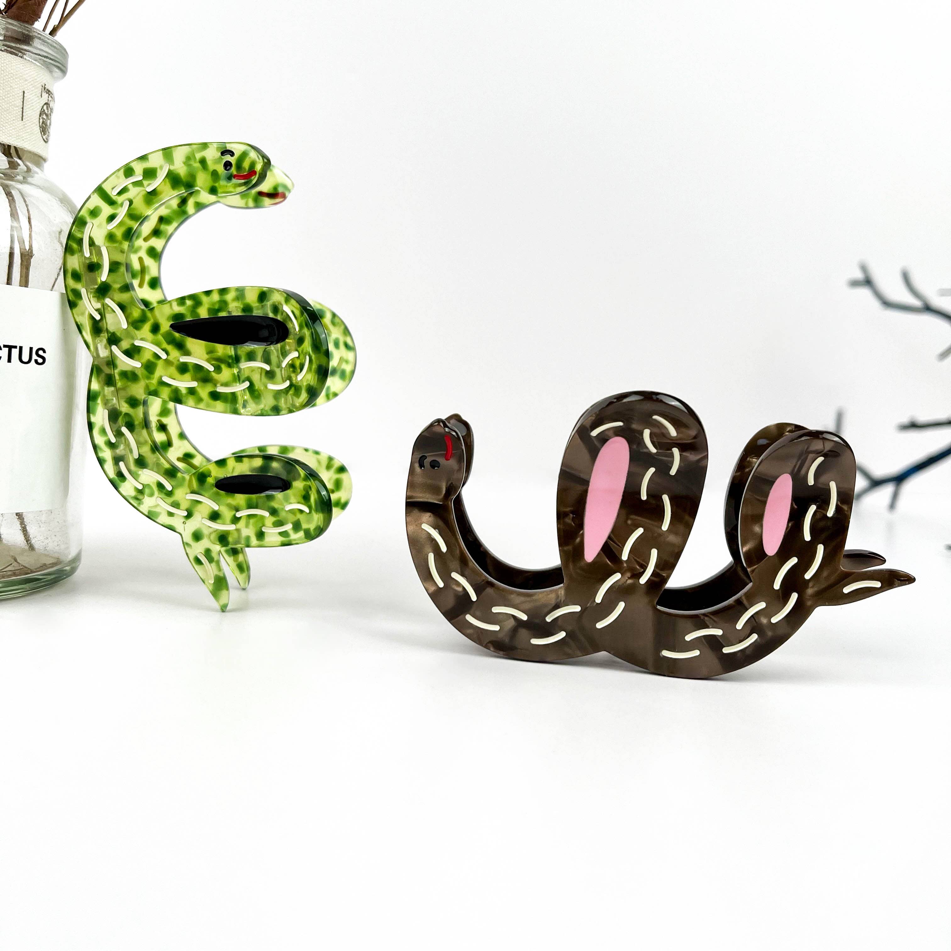 mildstyles - Vendita all'ingrosso Fermaglio per capelli - Donna - Clip per capelli in acetato a forma di serpente a pois con motivo a onde d'acqua.2