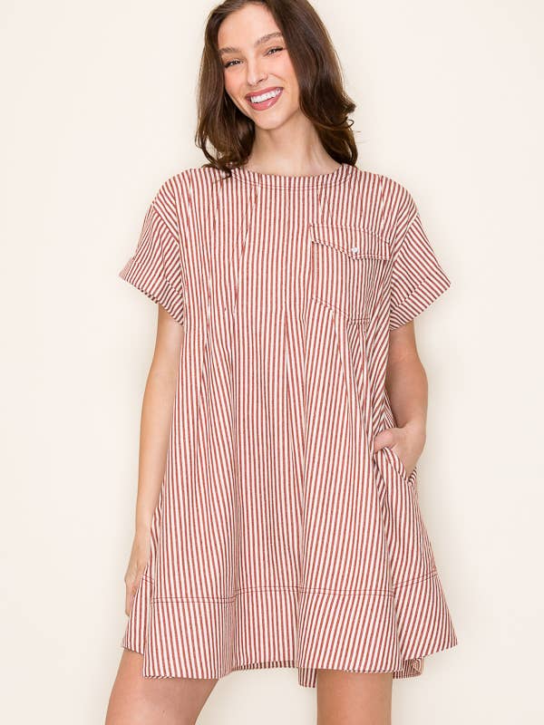 Star Drop - Wholesale Dress - Women's - STRIPE SWING SHORT DRESS- SDD63756