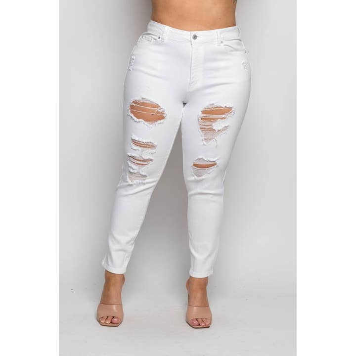 PLUS SIZE 1X 2X 3X 5 PIECE DISTRESSED DENIM SKINNY JEANS for wholesale by Curve Market