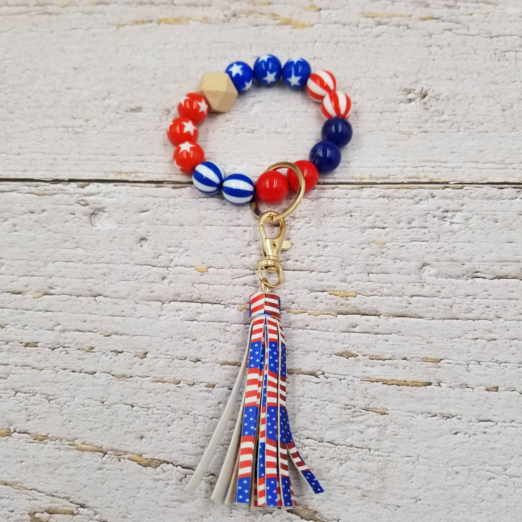 Treasure Wholesale - Wholesale Beaded Bracelet - 4th of July RWB Patriotic Stretch Bracelet2