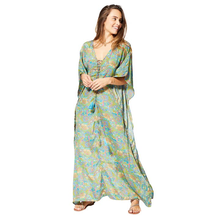 CAFTÁN DE VERANO MANGAS LARGAS 3/4 KAFIP0006F para venta al por mayor de Ipanima