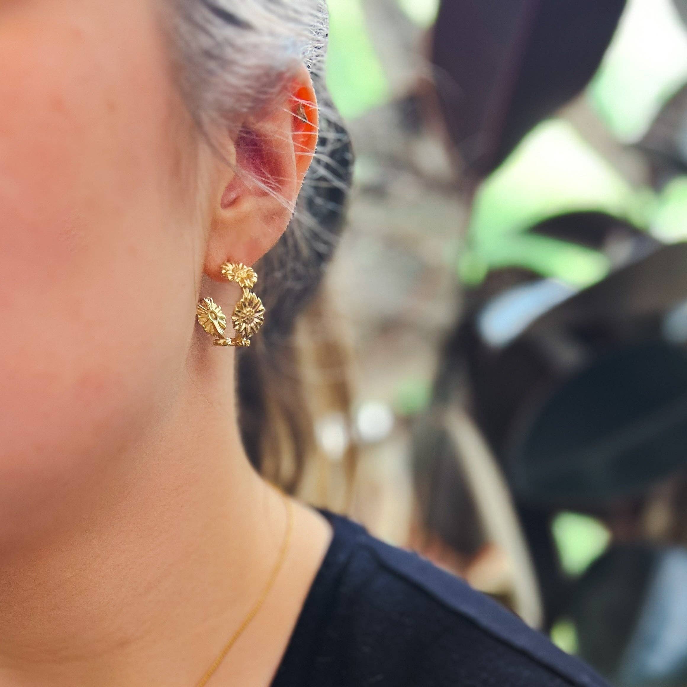 Natalie Clare Collections - Wholesale Hoop Earrings - Van Gogh Sunflower Hoop Earrings2