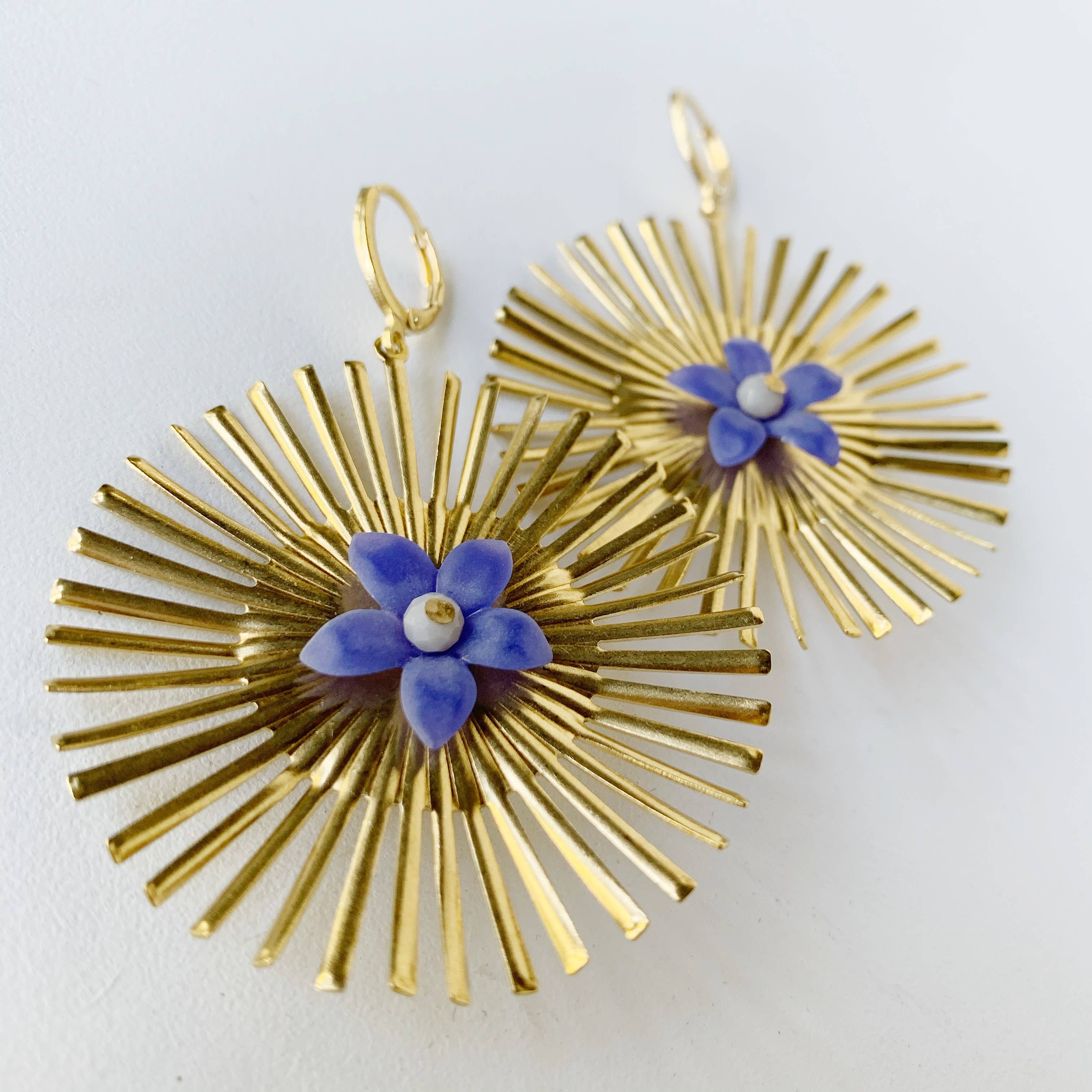 Bou Cou - Wholesale Dangle Earrings - Bammm Blue Vintage Flower Dangle Earrings5