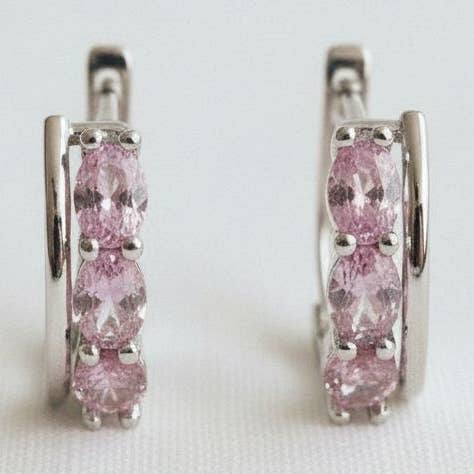 Chic Pink Zirconia Drop Earrings for wholesale by Ellemadera
