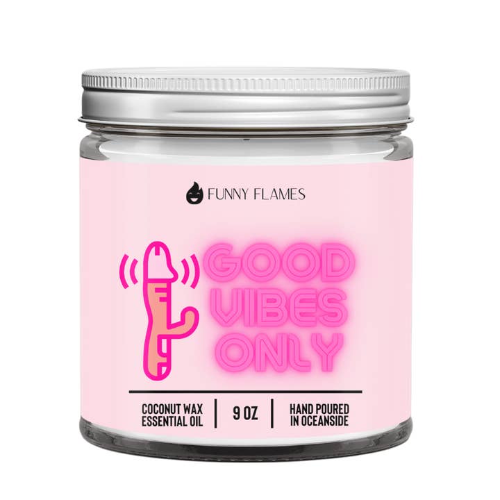 Good Vibes Only Candle -9 oz ongepaste kaars voor wholesale door Funny Flames Candle Co - Les Creme