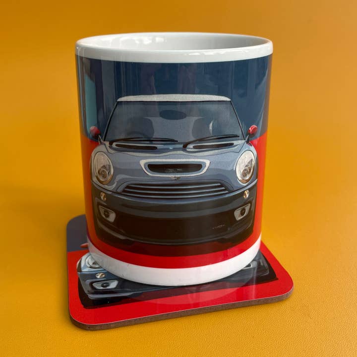 Mini John Cooper Works GP Mug and Coaster Set for wholesale by Illustrator maker