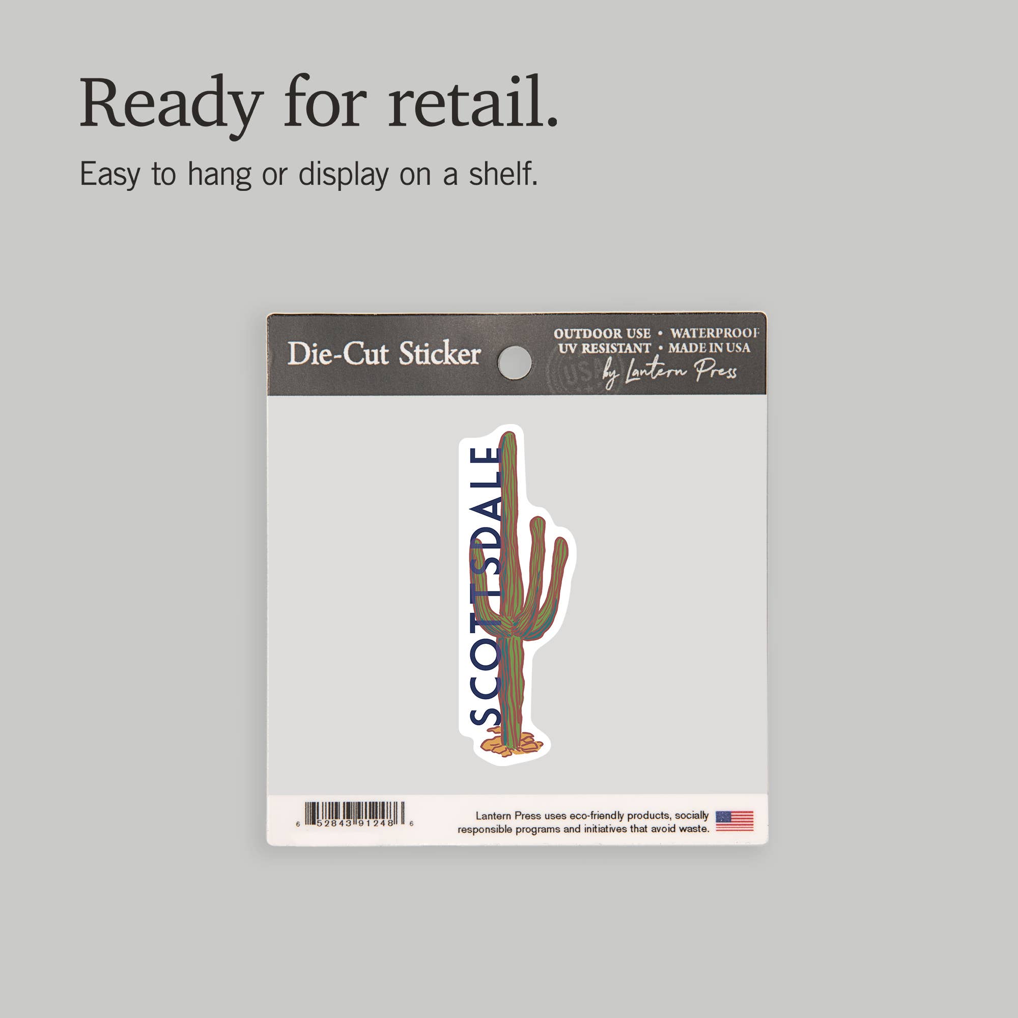 Lantern Press - Vendita all'ingrosso Adesivo - ADESIVI Scottsdale, Arizona, Cactus, Icona13