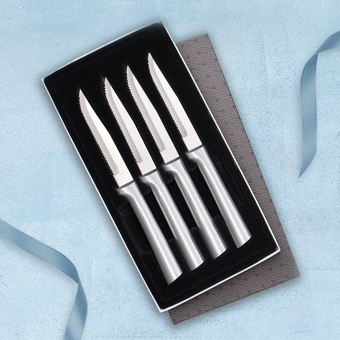 Rada Cutlery - Wholesale Knife Set - Silver Four Serrated Steak Knives Gift Set2