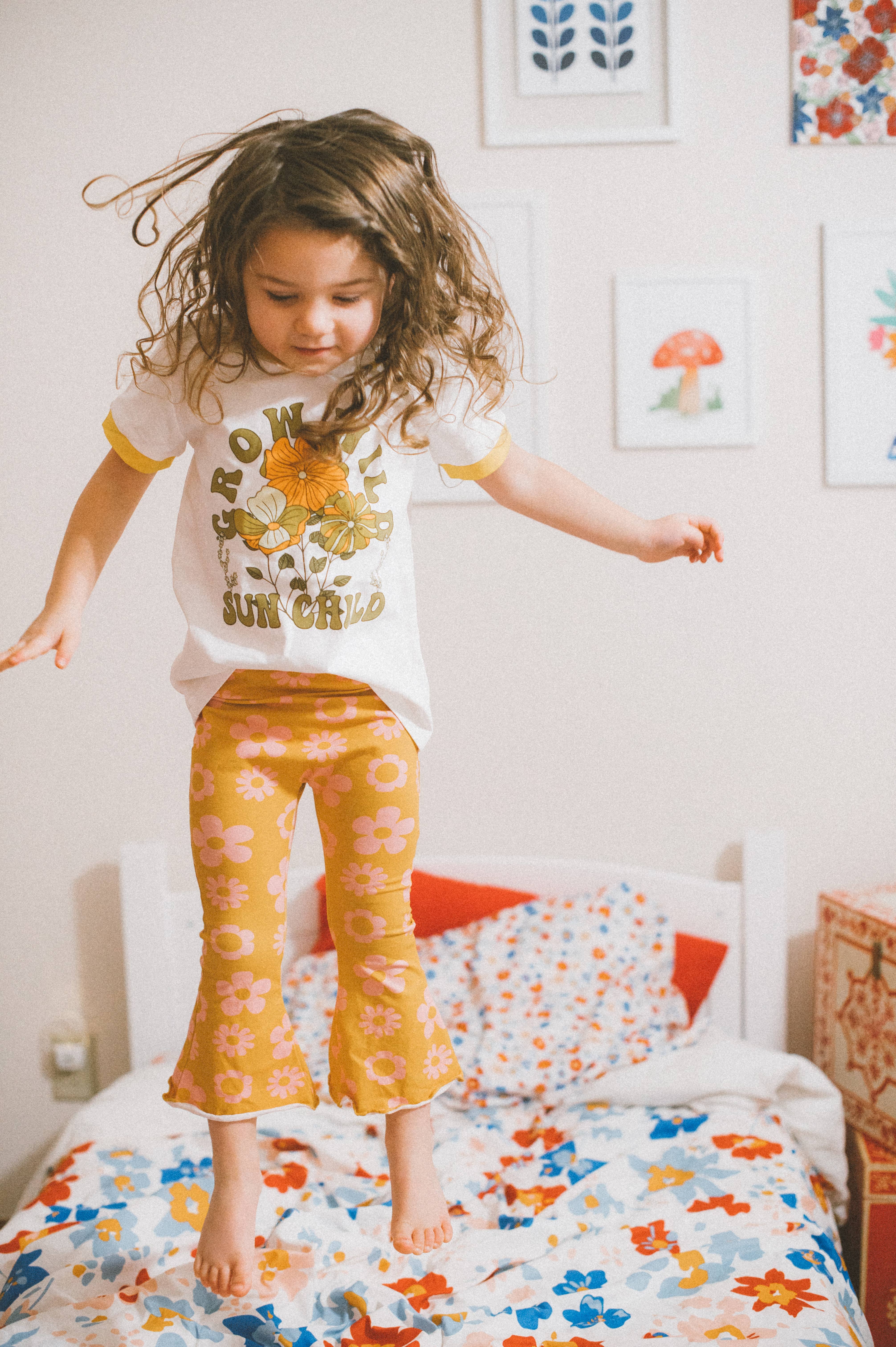 Strawberry Jam Kids - Wholesale Pants - Kids - Printed Jersey Knit Bell Bottoms Two Groovy Birthday Outfit7