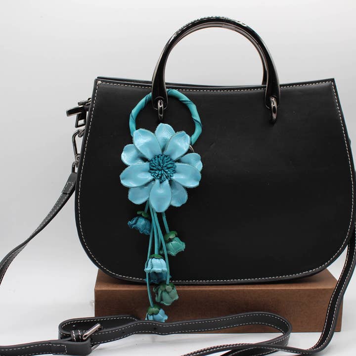 Sunflower Handmade leather inc - Wholesale Keychain - Women's - Leather flower key chain key purse bag charm5