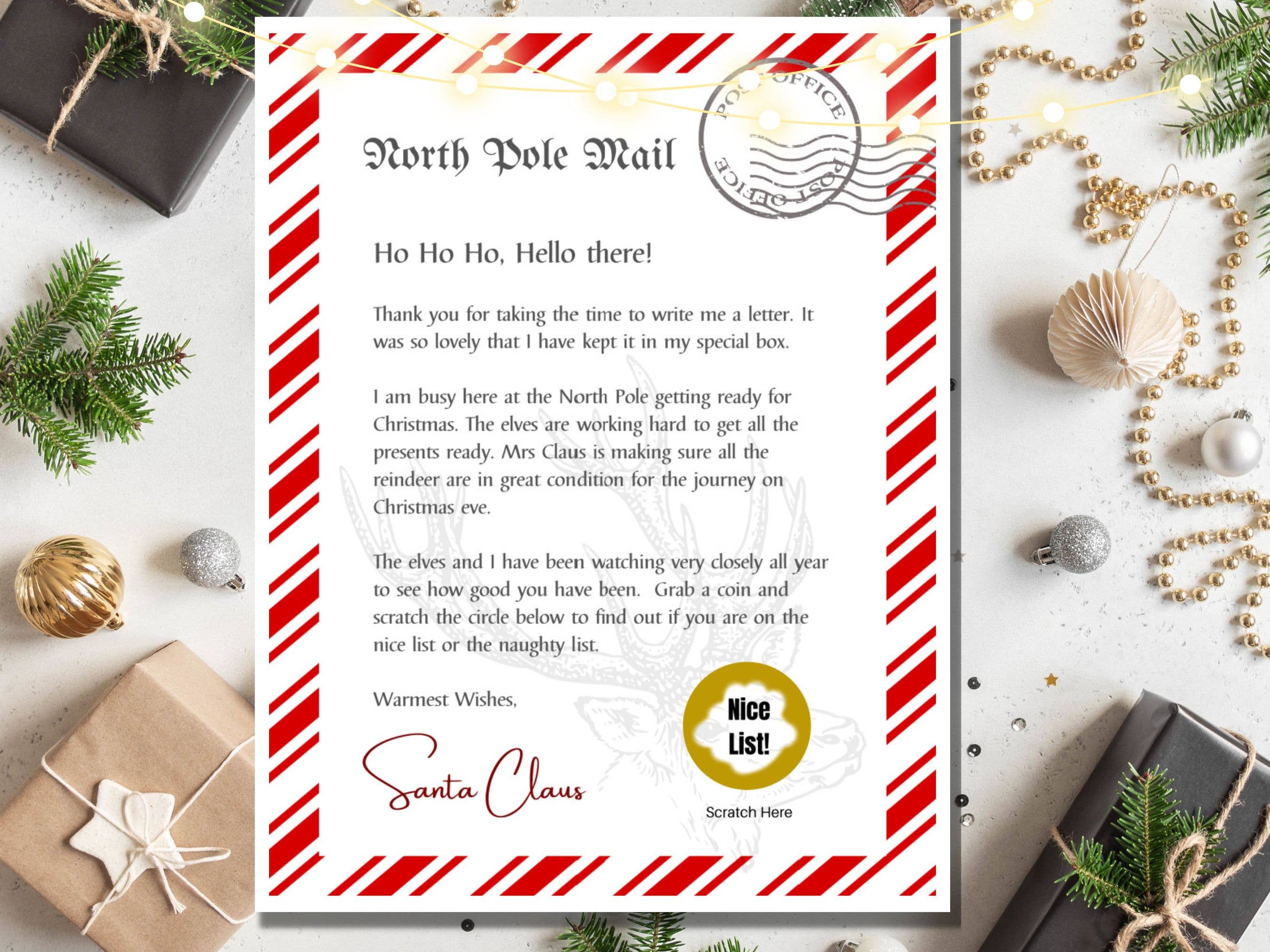 Scratch Away - Wholesale Christmas Card - Scratch OFF Christmas Letter From Santa - Nice List3