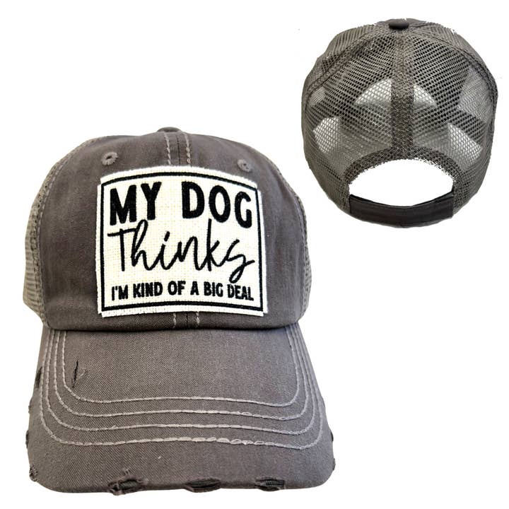 MY DOG THINKS I'M KIND OF A BIG DEAL HATS | DISTRESSED for wholesale by dkhandmade