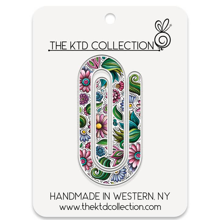 Spring Floral Themed Jumbo Acrylic Paper Clip for wholesale by The KTD Collection