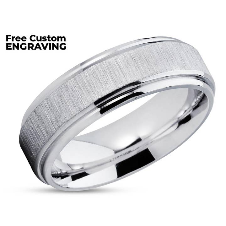 Titanium Wedding Band - White Titanium - Titanium Wedding Ring - Wedding Ring for wholesale on Faire