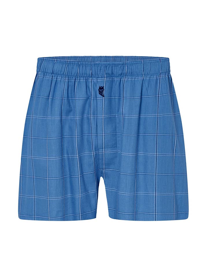 Men's Boxer Shorts Poplin Plaid - Blue 6933 for wholesale by El Búho Nocturno