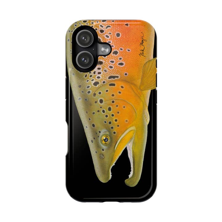 Brown Trout 2 Black MagSafe iPhone Case for wholesale by Nick Mayer Art