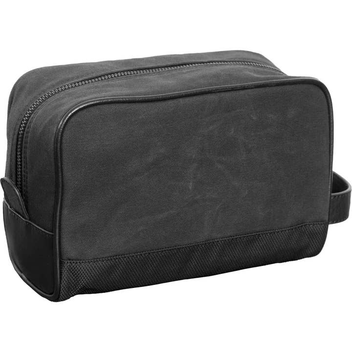 Hey Handsome Waxed Canvas Dopp Kit - Black for wholesale on Faire